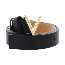Valentino Hampton Plaque Buckle Belt W95 Nero/Oro - Can be Shortened, Nero / Oro