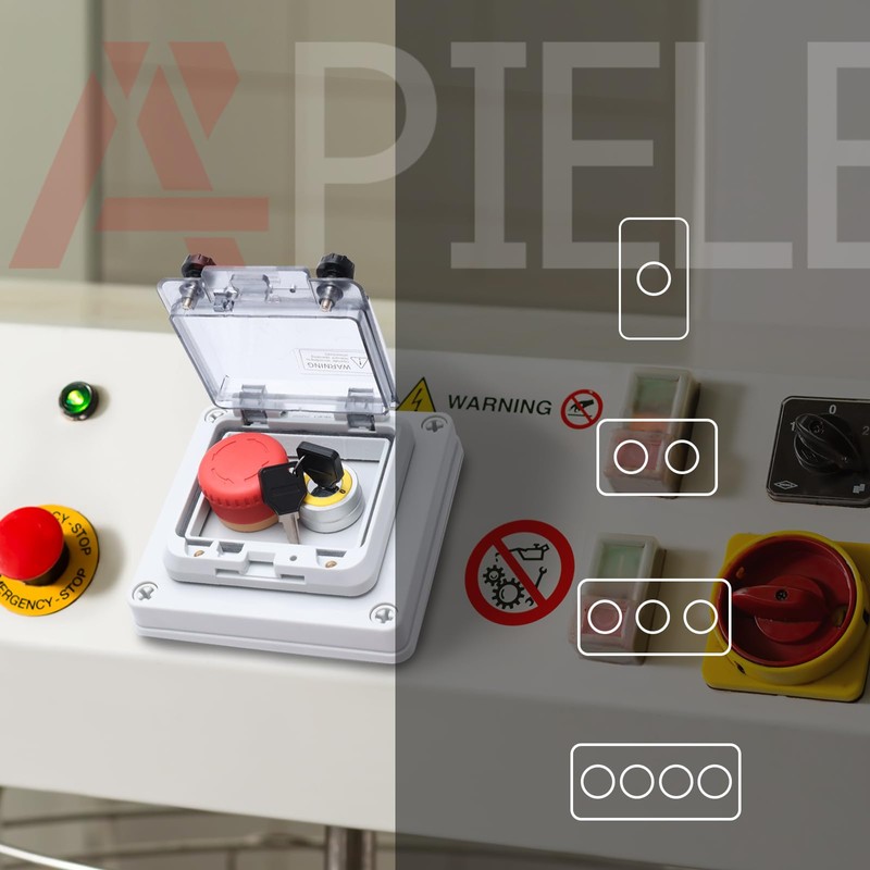 APIELE IP67 Outdoor Waterproof Box Emergency Stop Switch, Red/Green Instantaneous