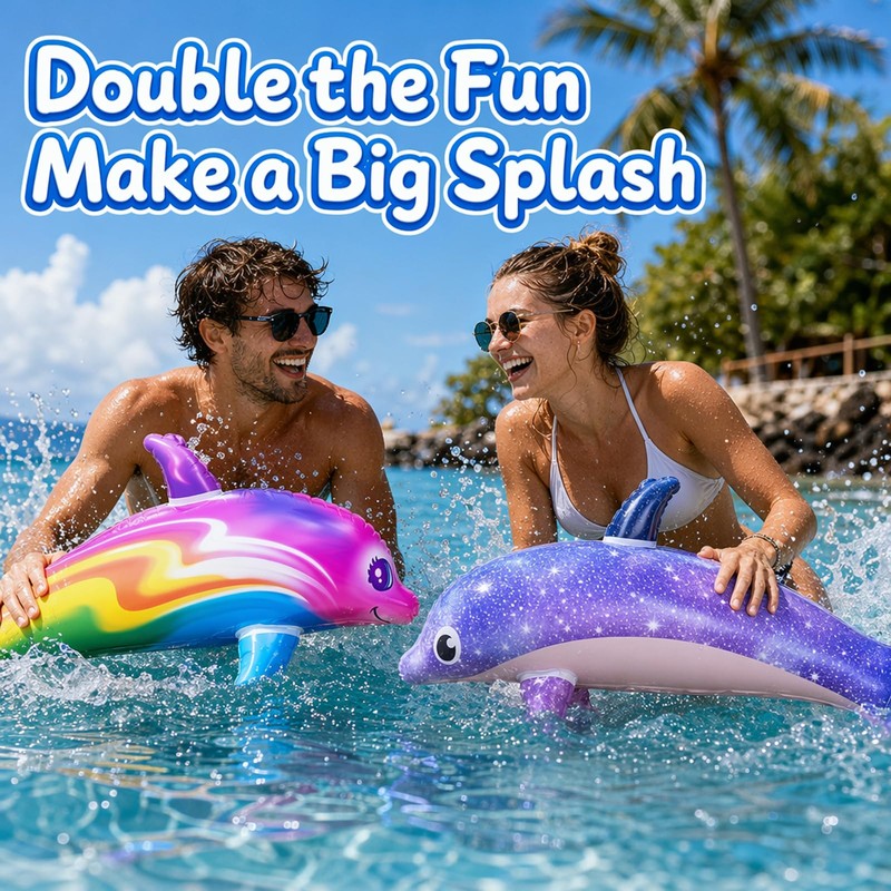 2 Pack Inflatable Dolphin Beach Inflatables 90cm Large Dolphin Float