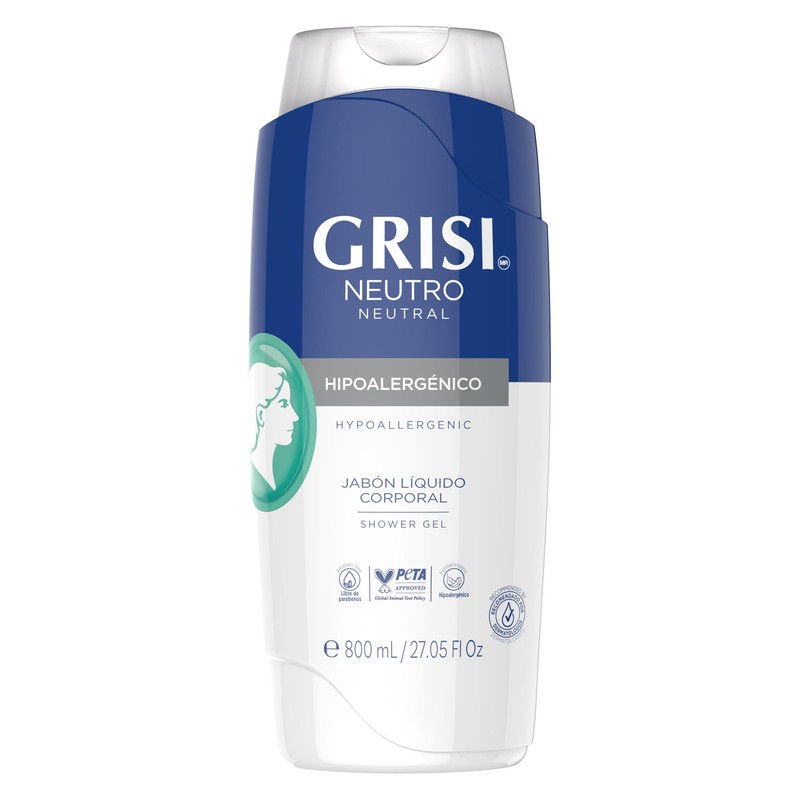 GRISI Shower Gel Neutro, 800 ml Jabón Líquido Corporal Hipoalergénico