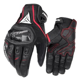 LYHXS-MOTOS Motorcycle Racing Gloves Men Leather Glove Summer Breathable Motorbike Guantes Moto Motocross Cycling Offroad Gloves Protective (Red, Small)