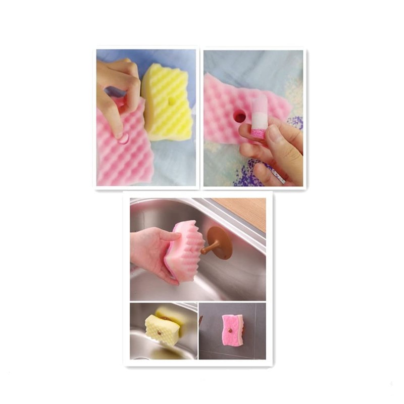Yellow Pink Colors Multi-Functional Sponges Non-Scratch Scrub Sponges Household Kitchen