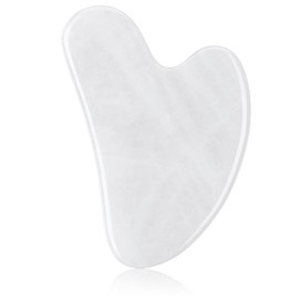 Gua Sha Facial Tools Guasha Tool Gua Sha Jade Stone for Face Skincare Facial Body Acupuncture Relieve Muscle Tensions Reduce Puffiness Festive Gifts (White)