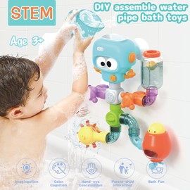 Kids Bath Toys, Bath Toys for 3+ Year Olds - Shower Wall Toys with Pipes and Valves That Toddlers with Interactive Features for Cognitive Development