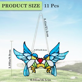 CREATCABIN Bird Stained Window Hanging Suncatcher Glass Window Panels Acrylic Window Hanging Decor Double Side Blue Kingfisher Hand-Painted Ornament with Alloy Chain for Bird Lover Gift Mom 4 x 6Inch