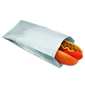 Packaging Dynamics 300456 Silver Foil Paper Hot Dog Bag, 3-1/2" x 1-1/2" x 8-1/2" Size (Case of 1,000)