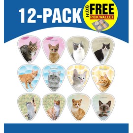 Creanoso Cat Faces Guitar Picks (12-Pack) – Premium Business Gifts & Guitar Accessories for Adults Teens – Great Gifts for Adult Lovers and Cat Enthusiasts
