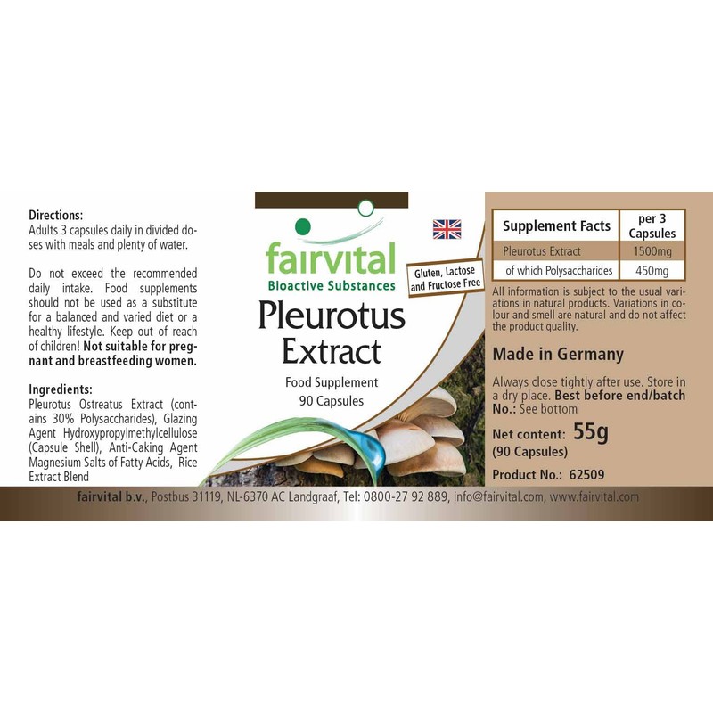Fairvital Pleurotus Extract 500 mg - High Dose - Pleurotus