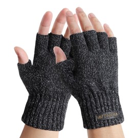 Fingerless Gloves Men - Wool Thermal Fleece Knit Mitten Warm and Comfortable Ideal for Outdoor Activities