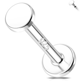 Melighting 16G Tragus Stud Sterling Sliver 925 Cartilage Earring Internally Threaded Labret Stud Flat Back Earring 8 mm Helix Piercing 3 mm