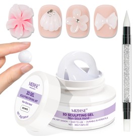 MIZHSE 3D Gel for Nails, 30g White Solid Sculpting Gel Non Stick Hand 3D Carving Nail Art for DIY Salon at Home Need Lamp Cure