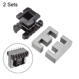 uxcell 2 Sets EE50 6 with 6pin Transformer Bobbin PC40 Ferrite Core 4 Ferrite Halves and 2 Bobbin