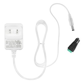 HQRP 12V 1A Power Adapter Supply with 5.5/2.1 mm Female Barrel Connector for LED Strip Light, Low Voltage Devices, Wall Mounted 100-240V, White, ETL Listed