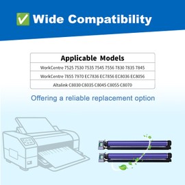 013R00662 7525 Drum Unit 2-Pack Replacement for Xerox WorkCentre 7525 7530 7535 7545 7556 7830 7835 7845 7855 7970 EC7836 EC7856 EC8036 EC8056 Altalink C8030 C8035 C8045 C8055 C8070 Printers(2-Pack)