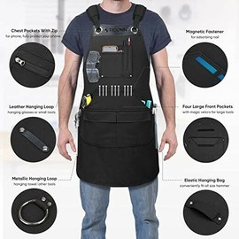 TICONN Heavy Duty Waxed Canvas Apron, 16oz Thick Canvas Multi-Function