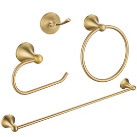 Juego de accesorios de baño de oro cepillado, juego de accesorios dorados montados en la pared, juego de 4 piezas de accesorios de baño, barra de