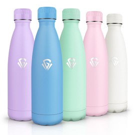 HoneyHolly Stainless Steel Water Bottle, 500 ml, BPA-Free, Thermos Flask, 18/8 Stainless Steel, Children's Water Bottle, Double-Walled Vacuum Insulated, Thermos Flask for School, Outdoor, Camping,