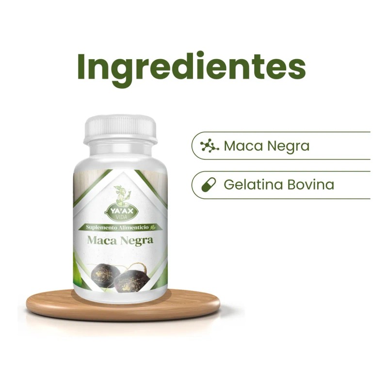 Maca Negra 90 Capsulas 500 Mg Ya' Ax Vida 100%