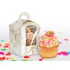 12 Individual/Single Cupcake WINDOW boxes with inserts - Natural Marble