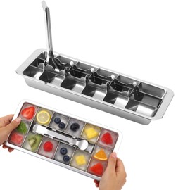 Stainless Steel Ice Cube Trays with Detachable Handle, 18-Slot Metal Ice Cube Trays for Freezer for Bars Kitchens