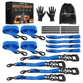 maXpeedingrods Heavy Duty Ratchet Straps 1.6 Inch x 8 FT Tie Down Strap 5208lbs Luggage Straps with S Hooks & Soft Loops for Towing Motorcycles ATVs UTVs Jet Skis Golf Carts 4 Pack
