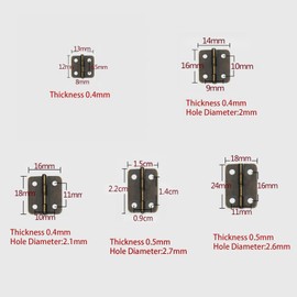50Pcs Small Mini Hinges 14 x 16mm Door Hinges Butt Hinges Mini Cabinet Hinges for DIY Crafts Wooden Jewelry Box