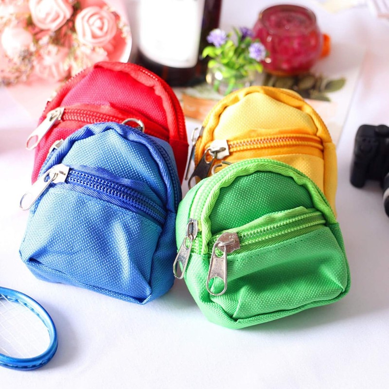 1Pc Blue Mini Doll Backpack School Bag Model Dollhouse School