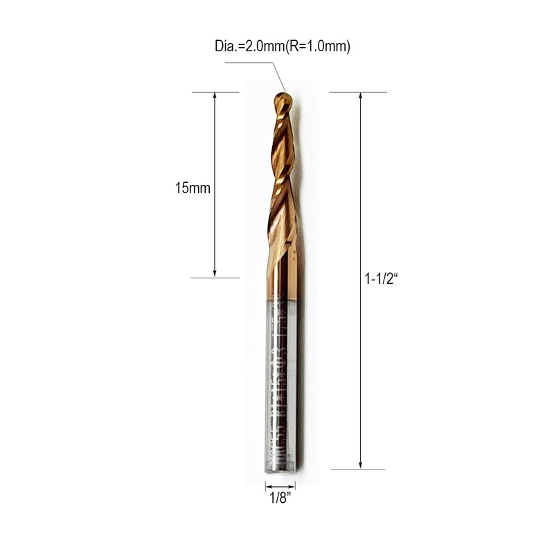 Hwaynct 5Pcs Tapered Ball Nose End Mill Set, 1/8” Shank,