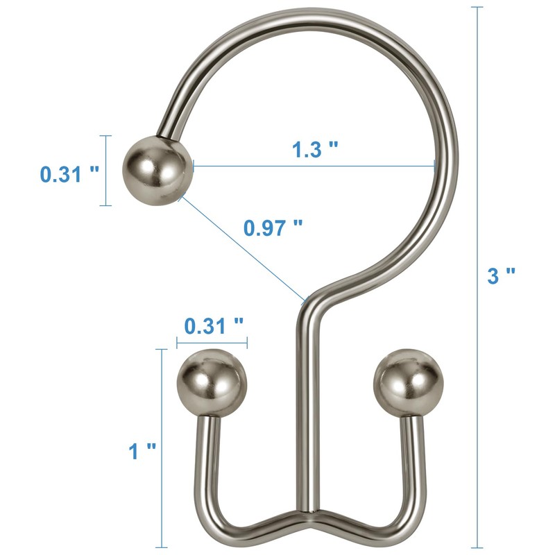 TOPROD 24 Pack Shower Curtain Hooks Rings, Double Sided Shower