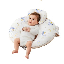 CrystCare Nursing Pillow for Breastfeeding & Bottle Feeding –Breastfeeding Pillow with Adjustable Waist Strap, Feeding Pillow for Tummy Time,Removable Cotton Cover for Mom & Baby Comfort (Whale)