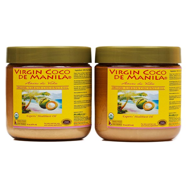 Organic 100% Virgin Coconut Oil Manila Coco Hair NO PRESERVATIVE 2x16 oz = 32 oz