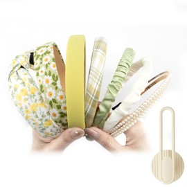 ZOCONE 8 Pcs Fashion Headbands for Women Girls Headband Set, Flower Pearl Headbands for Women Hair Styling, Cute Fashion Headband, Vintage Women Headbands Hair Accessories with Storage Holder(Green)