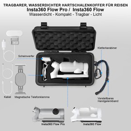 LEKUFEE Portable Waterproof Hard Case for Insta360 Flow Pro/ Insta360 Flow Gimbal Stabilizers and Accessories (Case Only), black, Travel, sports, hiking, camping, indoors or outdoors.