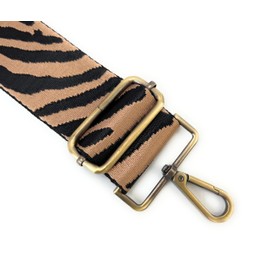 VersaKits Purse Straps Replacement Crossbody Brown Zebra Stripes Print 2 Inch Extra Wide with Brass Buckles Adjustable Shoulder Guitar Strap for Crossbody Bag Purse Handbag