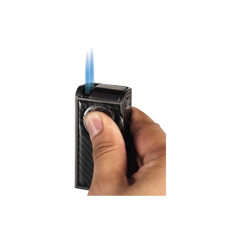 Visol Infinity Gunmetal Carbon Fiber Double Jet Cigar Lighter
