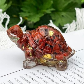Turtle Shaped Stone Ornament, Creative Tabletop Decoration, Home Decor, Best Gifts - Color: Red., Pattern: turtle