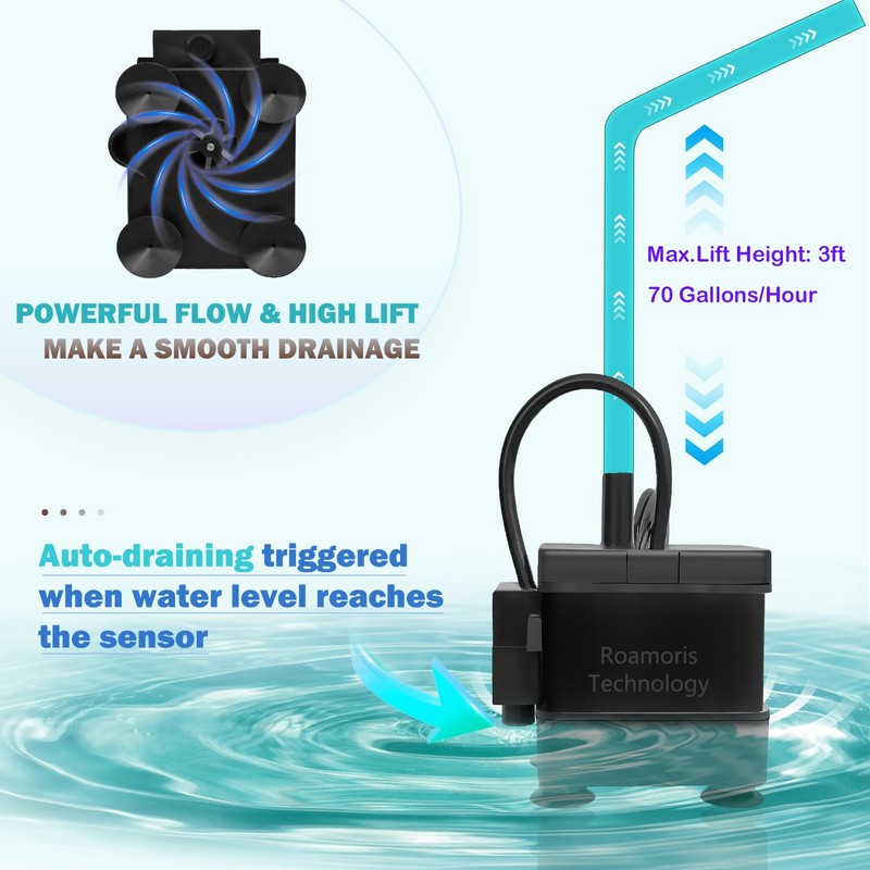 Roamoris Small Pump With Level Sensor 110V Automatic Submersible Water