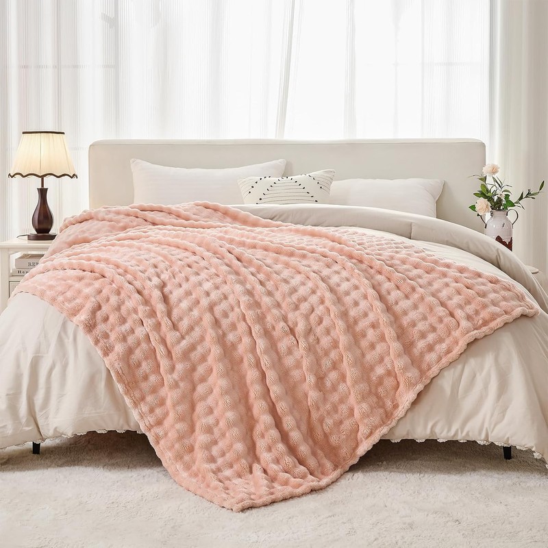 Sivlefoss Fleece Throw Blanket Faux Fur Fluffy Bed Blanket Bubble