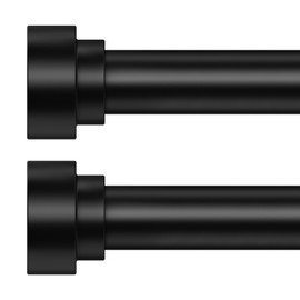 HEI! DEAR 2 Pack Black Curtain Rods for Windows 28 to 48 Inch (2.3-4ft), 1 Inch Adjustable Curtain Rod,Heavy Duty Curtain Rods,Thicken Sturdy Drapery Rods,Telescoping Window Curtain Rod, Black