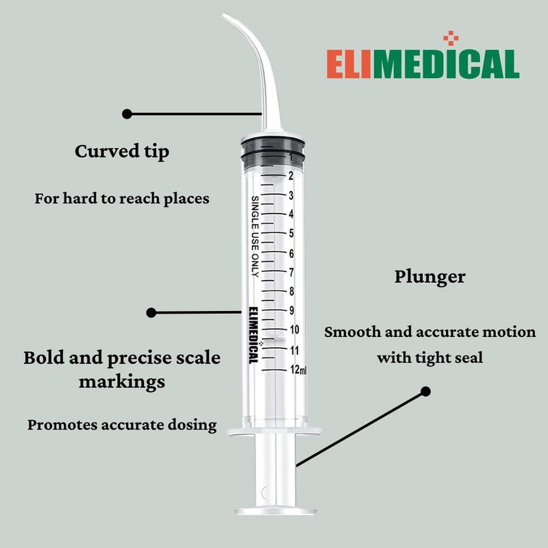 Elimedical Oral Dispenser with Curved Tip,12cc 50pcs/Box 12CT