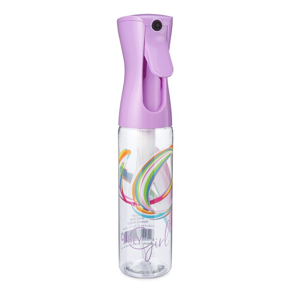 Curly Girl Hair Spray Bottle – Ultra Fine Extended Water Mister for Curly Hairstyling, Care and Moisturizing (10 Fl. Oz., Swirls Lavender Top)