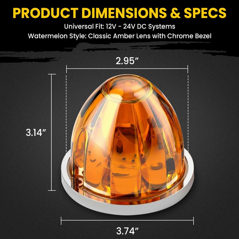 Aila 4Pcs Amber Watermelon LED Marker Lights for Truck, Dual