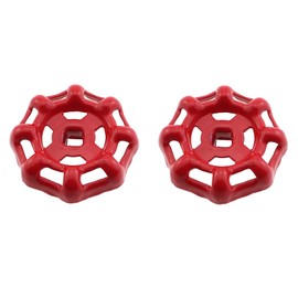 KKUANG 2PCS Red Cast Steel External Tap Replacement Handle Hardware Handwheel 50mm Diameter Plumbing Faucet Part Square Shutoff Valve Pull for Garden Patio Bathroom Kitchen Drainage