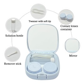 Howinn 2 Pack Cute Contact Lens Case Travel Kit, Cute Contact Case with Mirror Tweezers Remover Tool Solution Bottle for Outdoor Office Daily Use