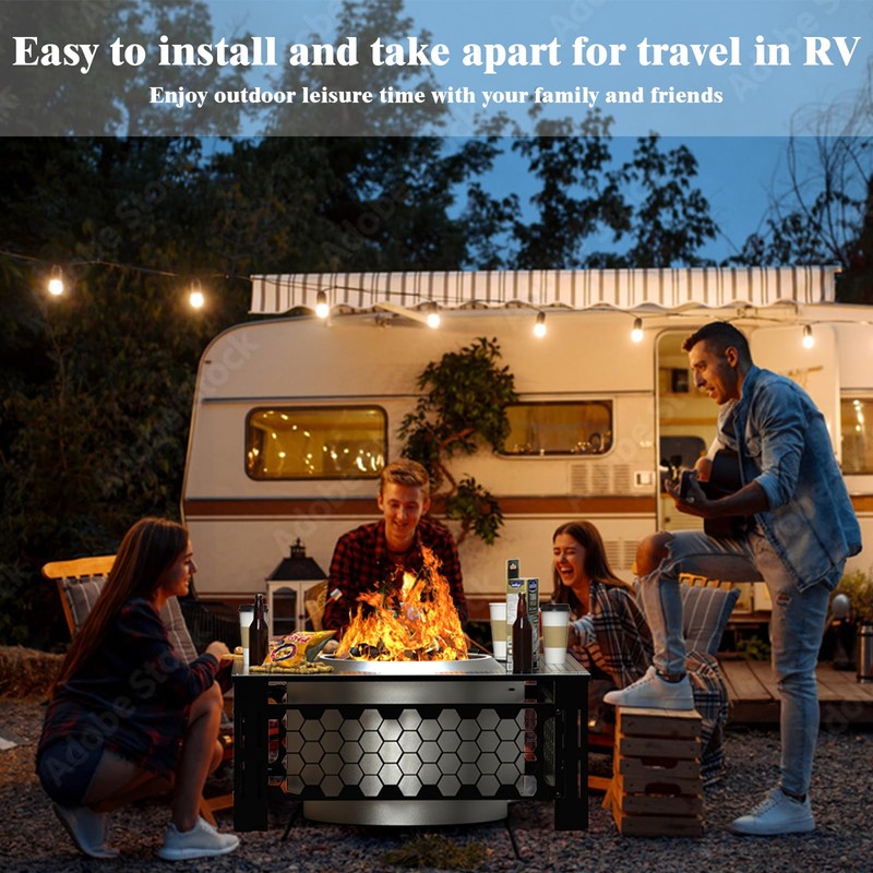 Lezbanz Fire Pit Surround Tabletop Use for Solo Stove Bonfire