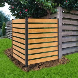 Air Conditioner Fence Outdoor Privacy Screens, 2 Panels 36" W x 44" H Wood Fence Panels Trash Can Fence with Metal Stakes, Pool Equipment Enclosure Fence for Outside