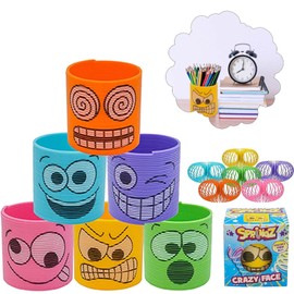 3x Random Crazy Face Magic Spring Toys, Party Bag Fillers Fun Fidget Stress Relief Toys, Plastic Coil Springy Fun for Kids, Christmas Presents for Kids Party Prizes Birthday Gifts Size 6.5cm