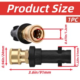 Pressure Washer Gun Adapter - 1/4'' Quick Connect Female Fitting, Universal Brass Socket Compatible with Karcher Kärcher K Series K2, K3, K4, K5, K6, K7 High Pressure Washer Nozzle Connector (Black)