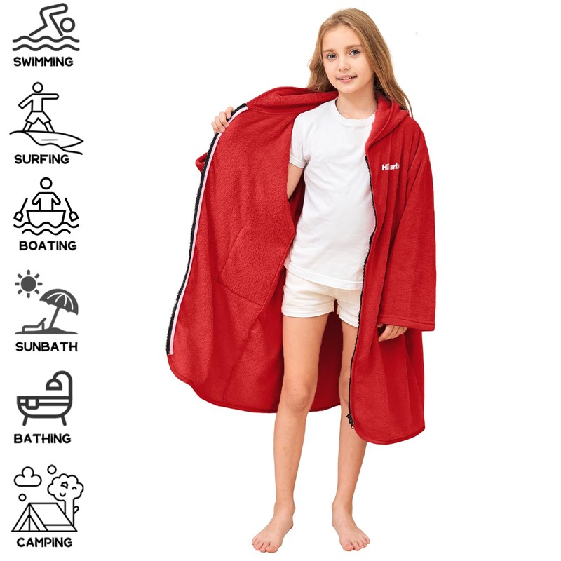 Hiturbo Kids Hooded Towel Robe: Changing Zipper Bath Robe Poncho
