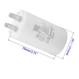 Unifizz CBB60 18uf Run Capacitor,2Pcs AC 450V 4 Pins 50/60Hz Double Insert Cylinder Bottom Motor Start Capacitor for Air Conditioning,Water Pump,Fan 70x40mm